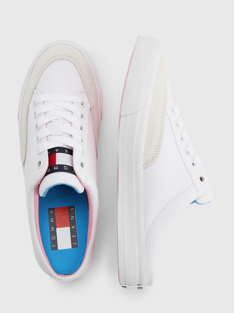 Női Tommy Hilfiger Flag Mule Alkalmi Cipő Fehér | HU 587BEX